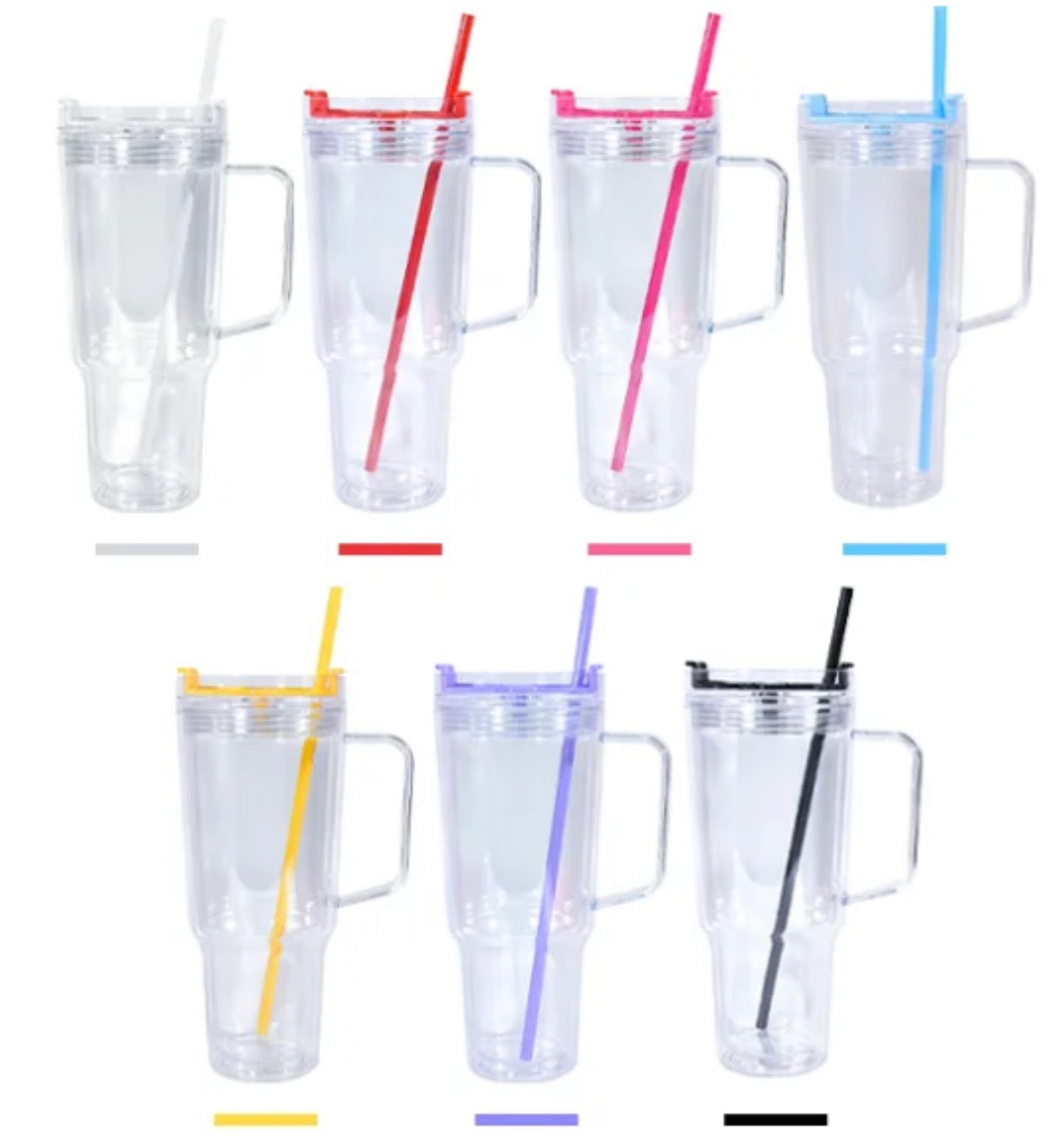 Pink - 30oz Acrylic Snowglobe Tumbler with handle