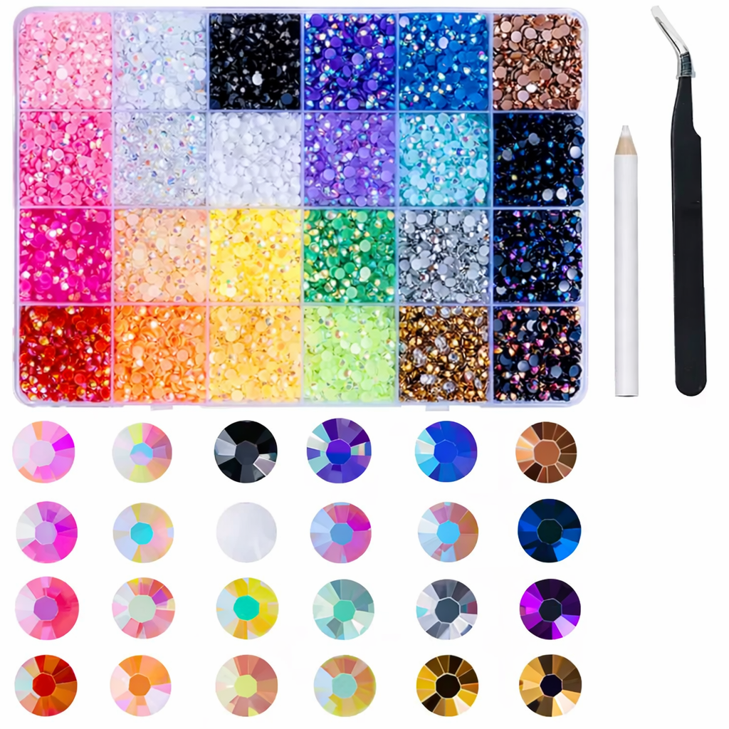 Mood Customs 30,000-Piece 3mm Jelly Rhinesone Kit – Flatback Bling Set with Tools