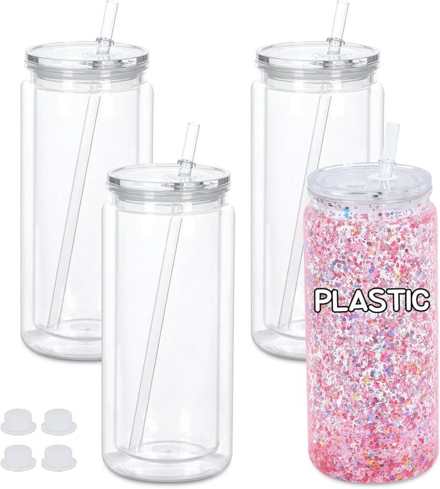 20oz Acrylic Can Snow Globe Tumbler clear