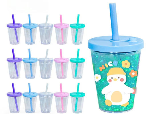 Clear 12oz Kids Leak Proof Snowglobe tumbler