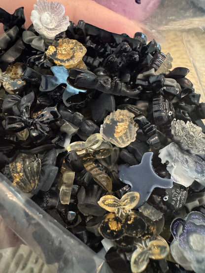 Black/Brown/Gold Nail Charm Mix