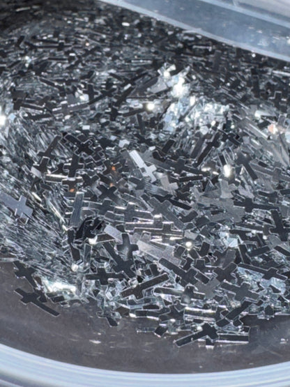 Cross - Silver Shaped Glitter