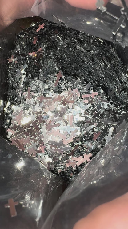 Cross - Silver Shaped Glitter