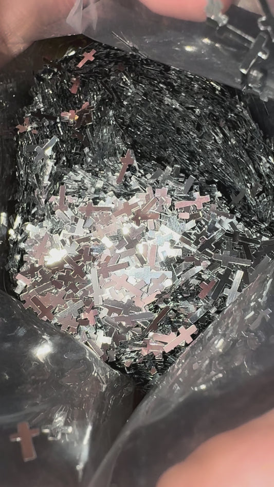 Cross - Silver Shaped Glitter